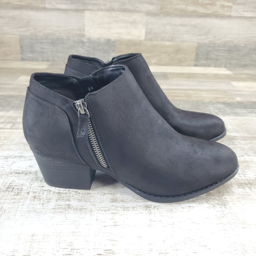LifeStride Blake Zip Womens Ankle Booties Sz 10 M Black Round Toe Block Heel